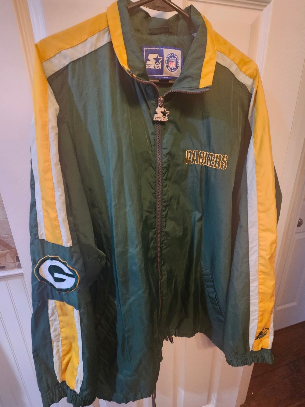 Vintage Starter Green Bay Packers NFL Full Zip Windbreaker Jacket Mens Large